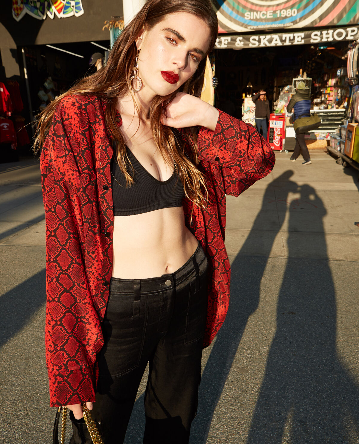 Chemise femme imprim e rouge col lavalli re The Kooples