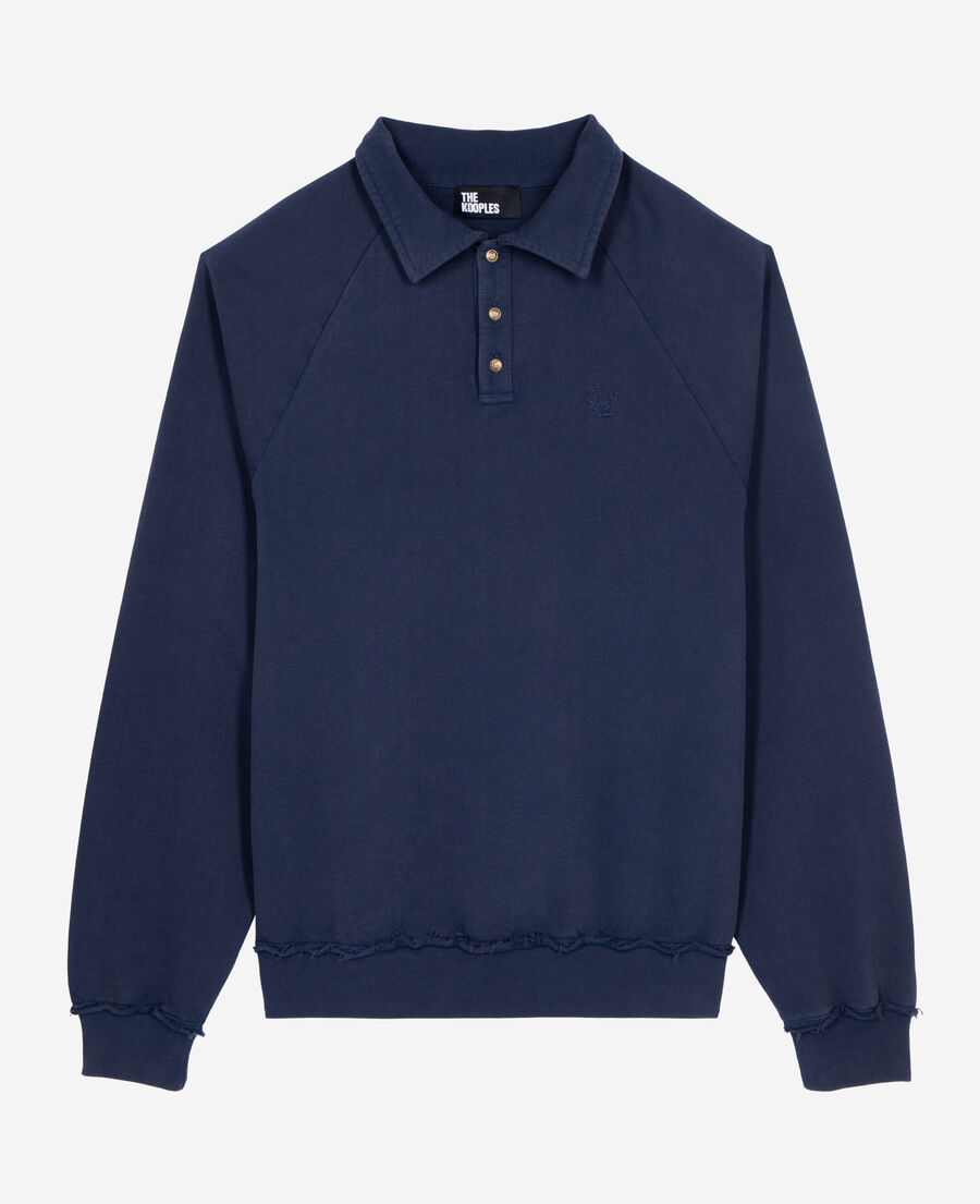 The Kooples H DARK NAVY navy blue polo neck sweatshirt