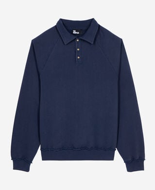 The Kooples MEN DARK NAVY navy blue polo neck sweatshirt
