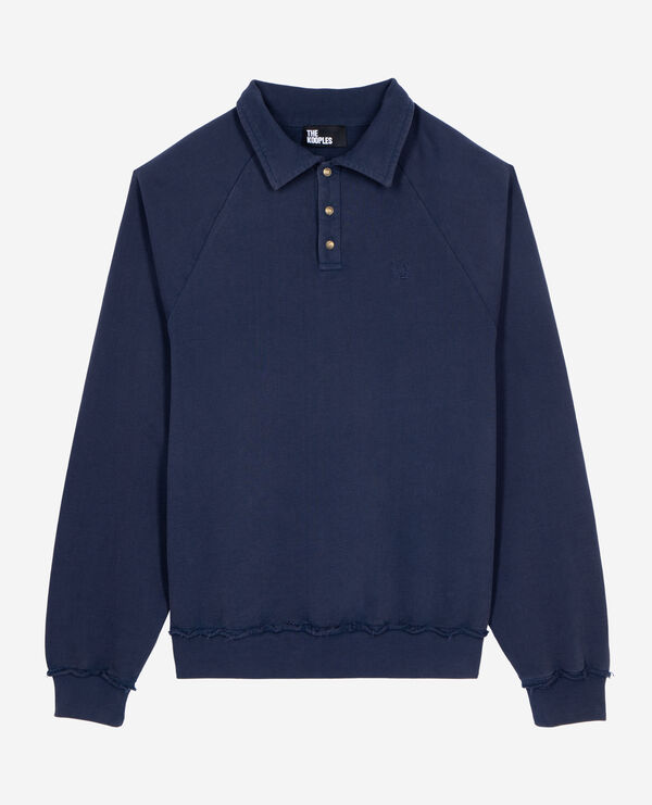 The Kooples H DARK NAVY navy blue polo neck sweatshirt