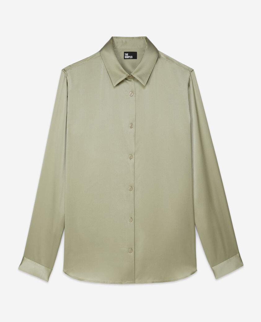 The Kooples MUJER KAKI GREY camisa verde claro seda sat&eacute;n