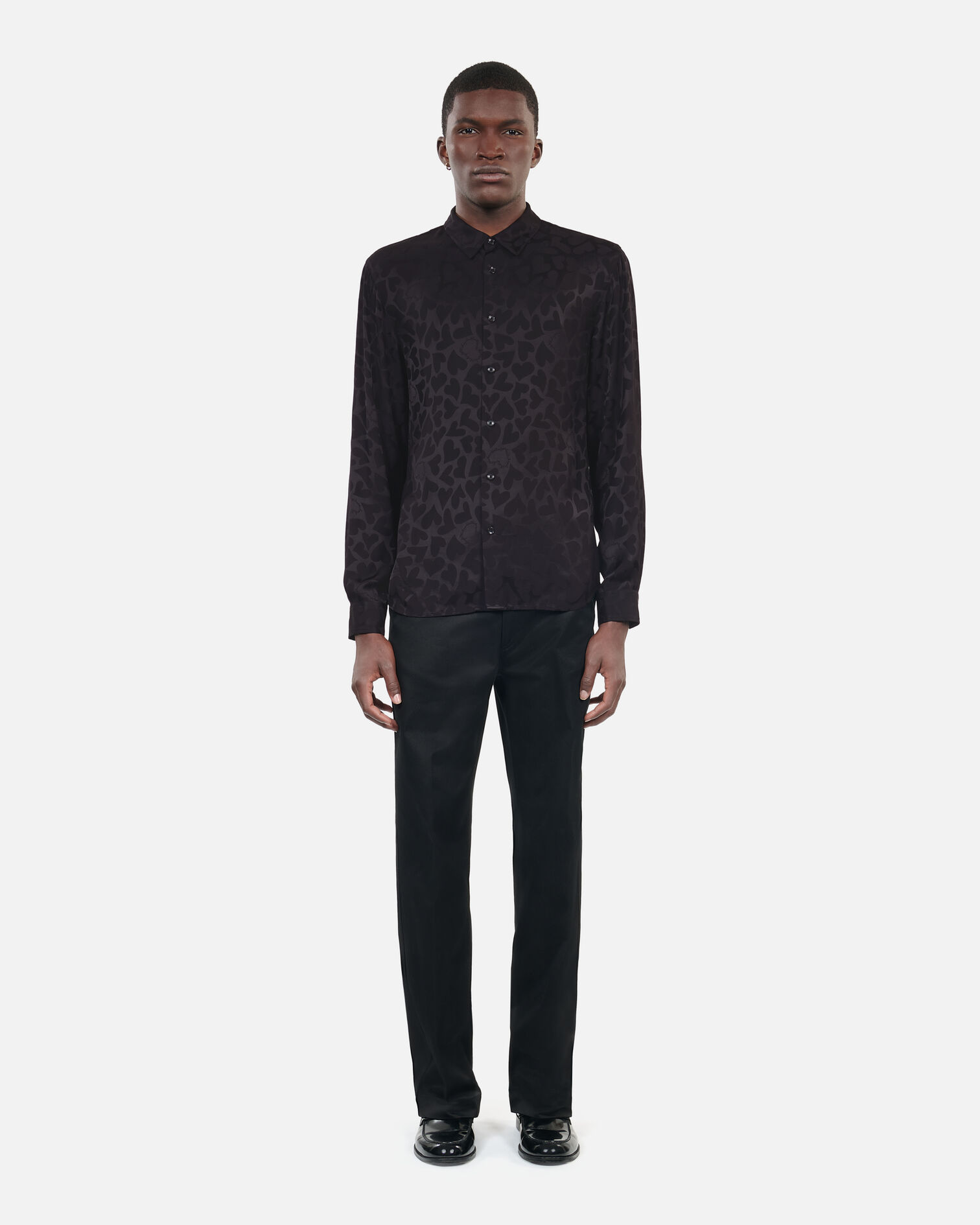 Chemise jacquard noire, BLACK, hi-res image number null
