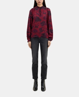 The Kooples FEMME BLACK - BURGUNDY top imprimé avec boutonnage