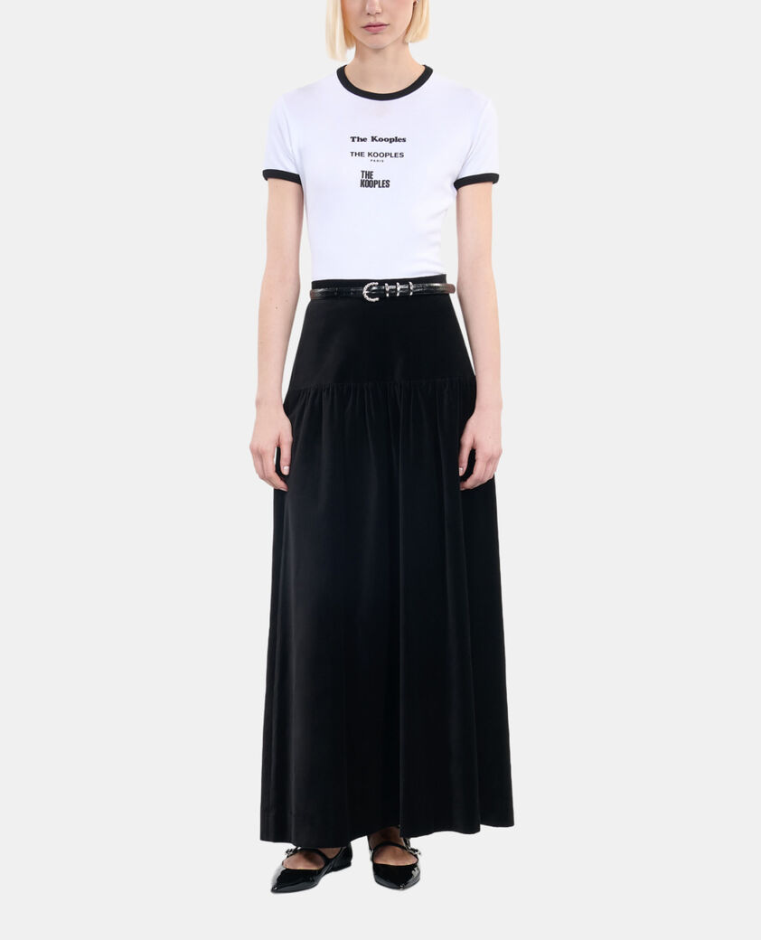 The Kooples FEMME BLACK jupe longue en velours noir