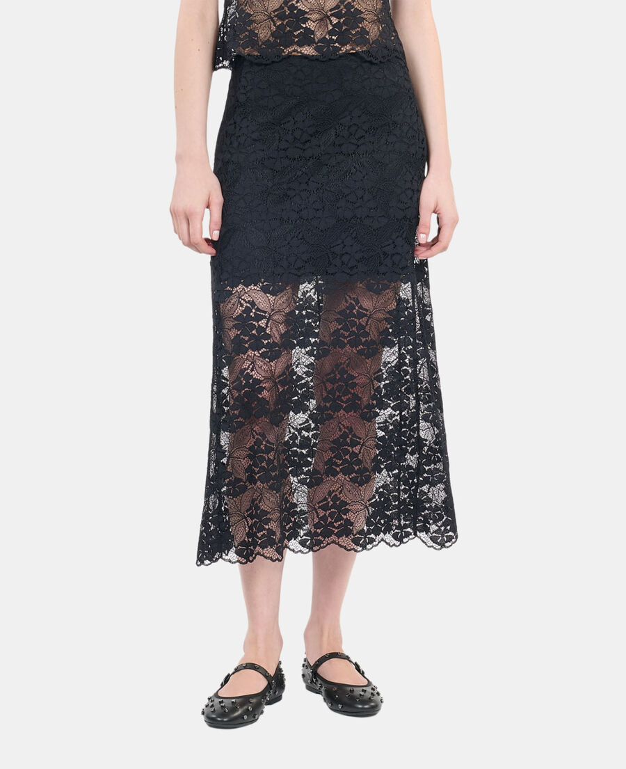The Kooples FEMME BLACK jupe longue en dentelle noire