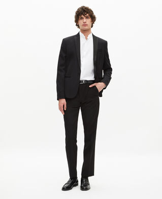The Kooples H BLACK black straight satin detail tuxedo pants