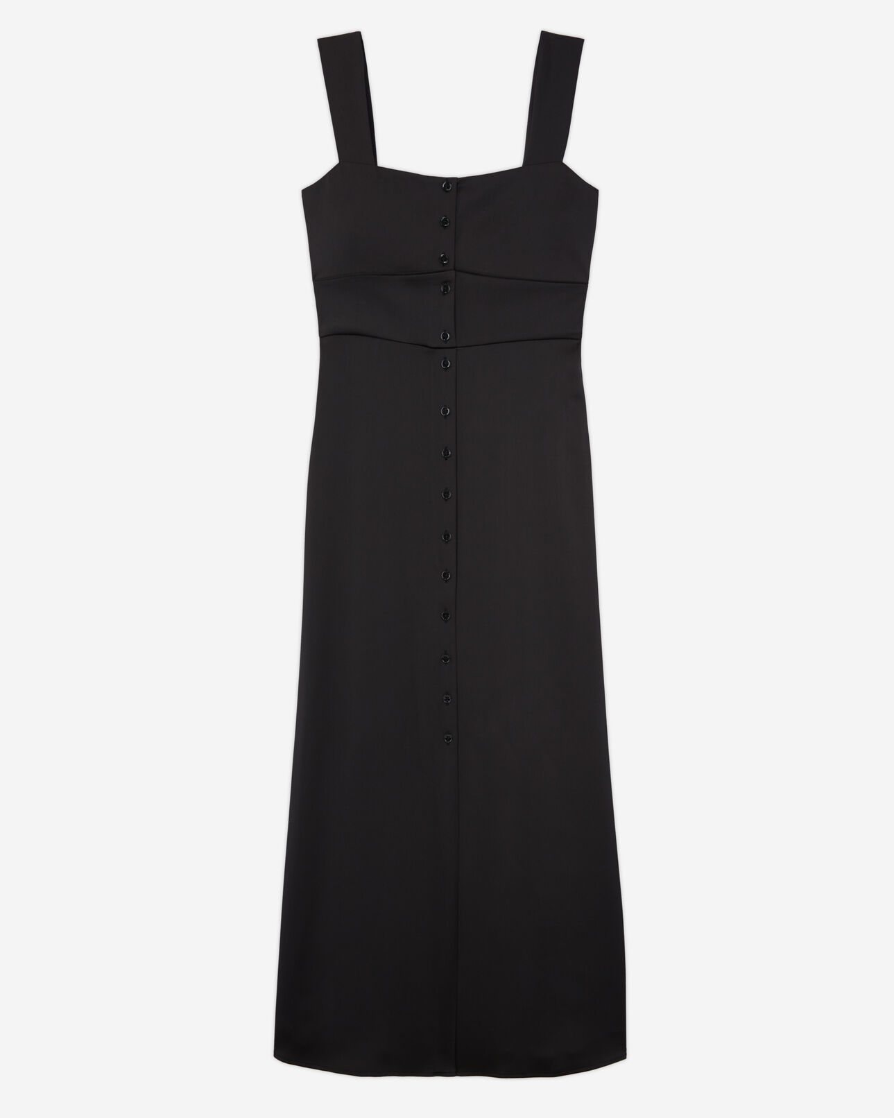 The Kooples DAMEN BLACK langes, schwarzes kleid mit knopfverschluss