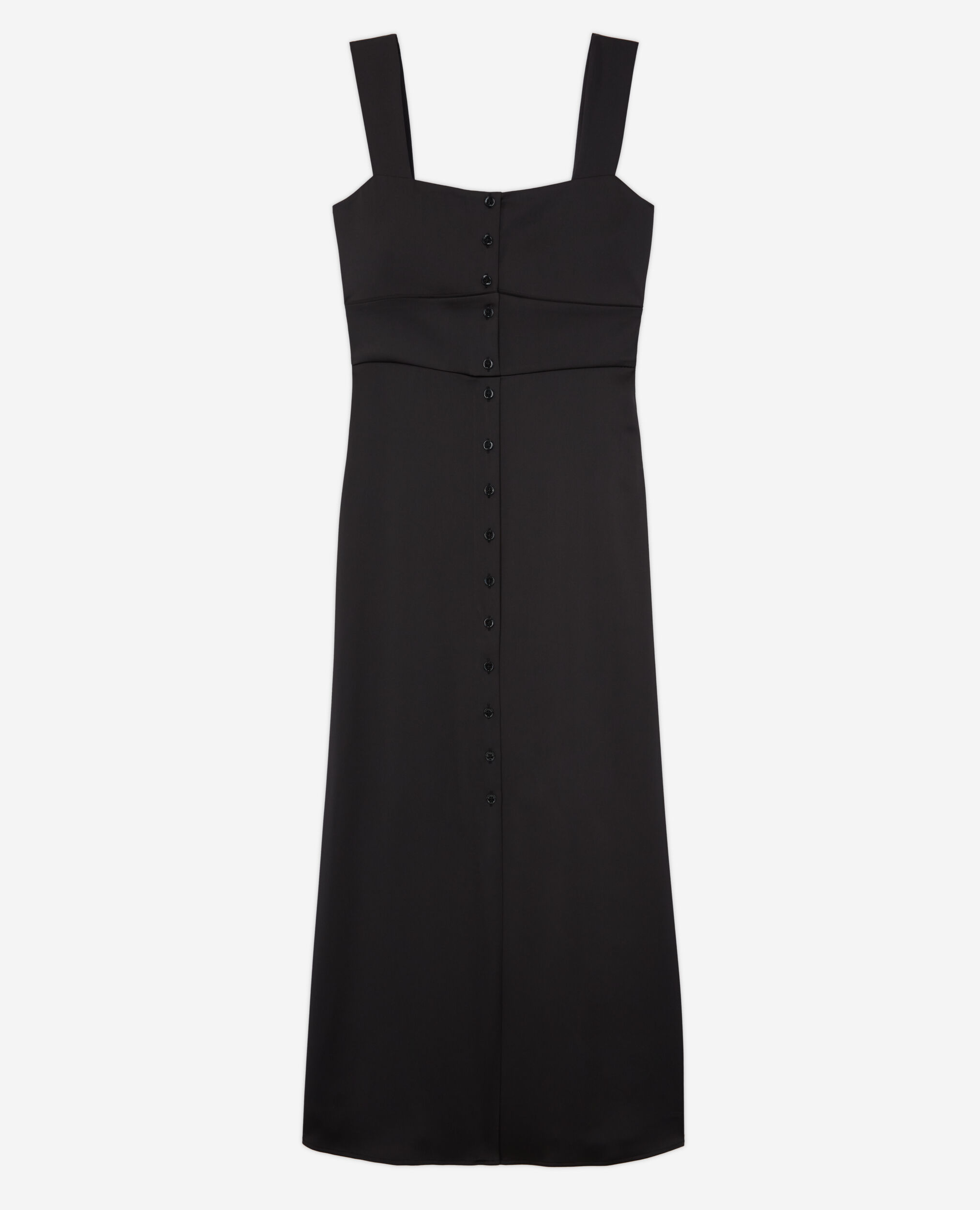 Robe longue noire avec boutonnage, BLACK, hi-res image number null