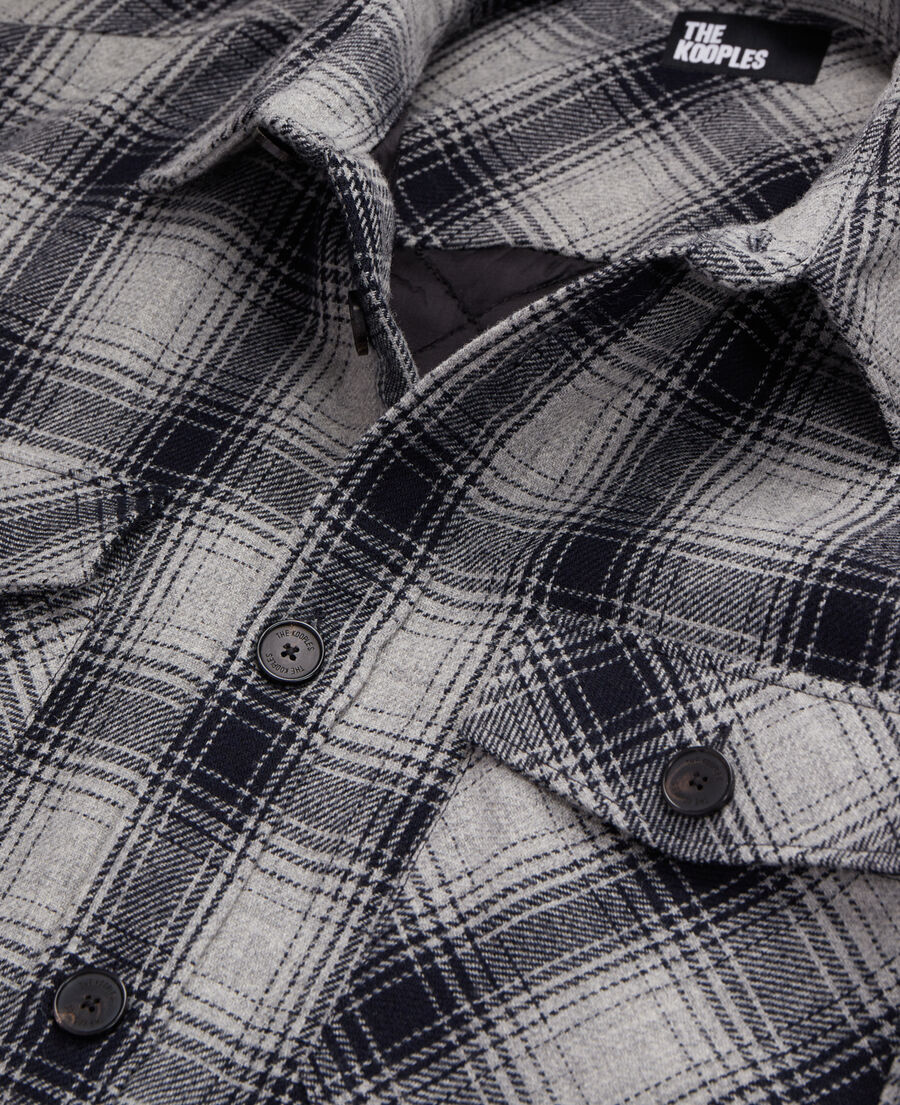 The Kooples MEN GREY BLACK checkered wool-blend overshirt jacket