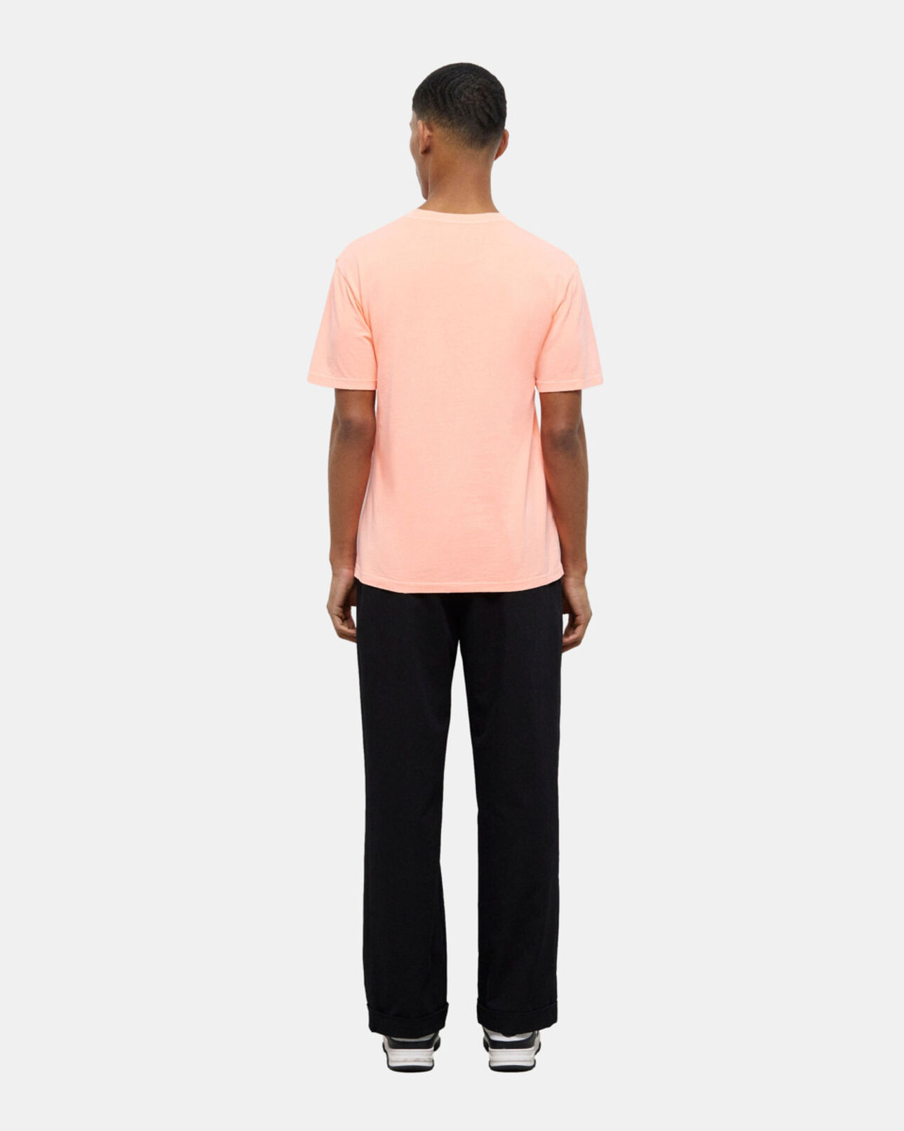 The Kooples MEN ORANGE FLUO men's fluorescent orange t-shirt with logo