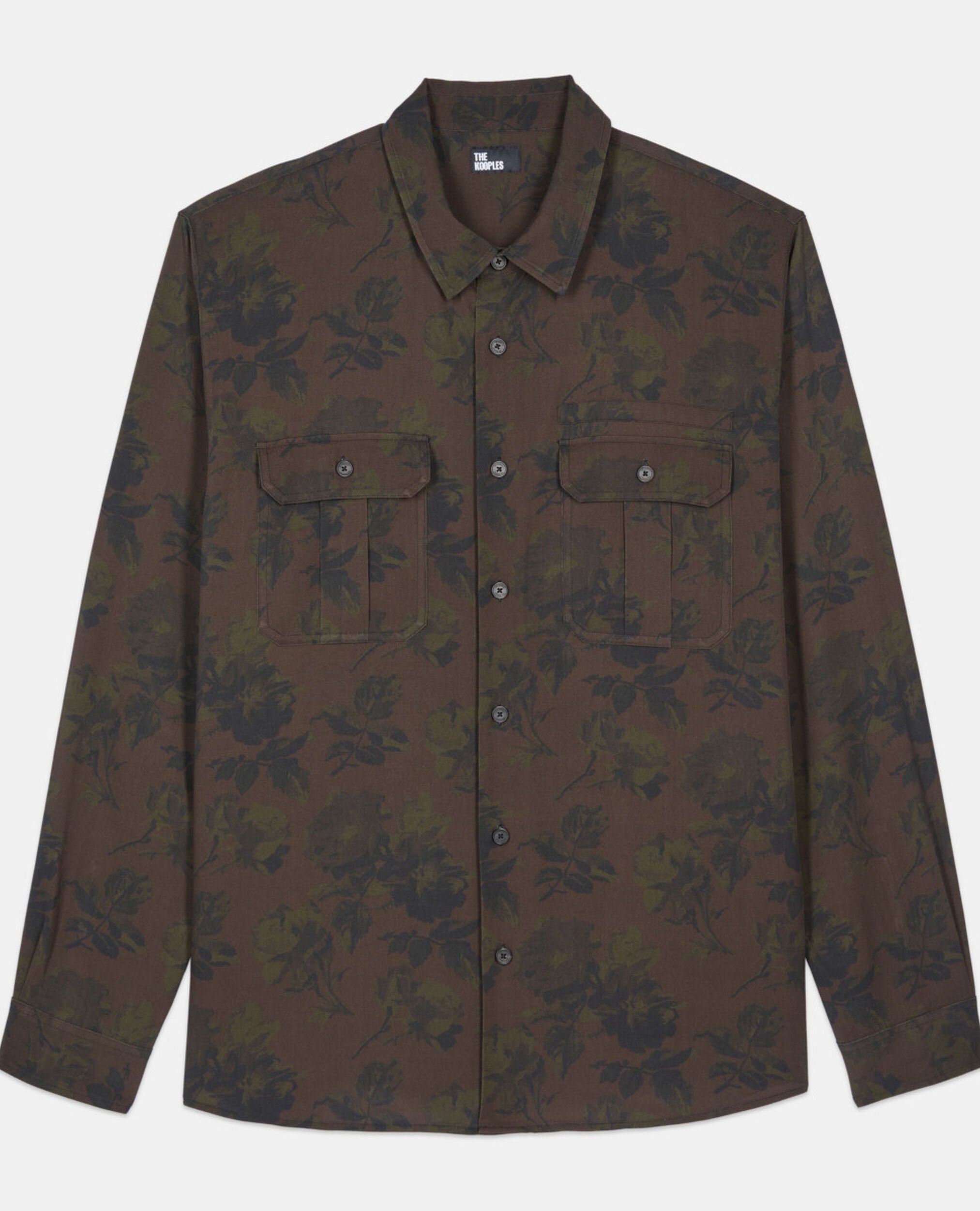 Floral print shirt, DARK BROWN, hi-res image number null