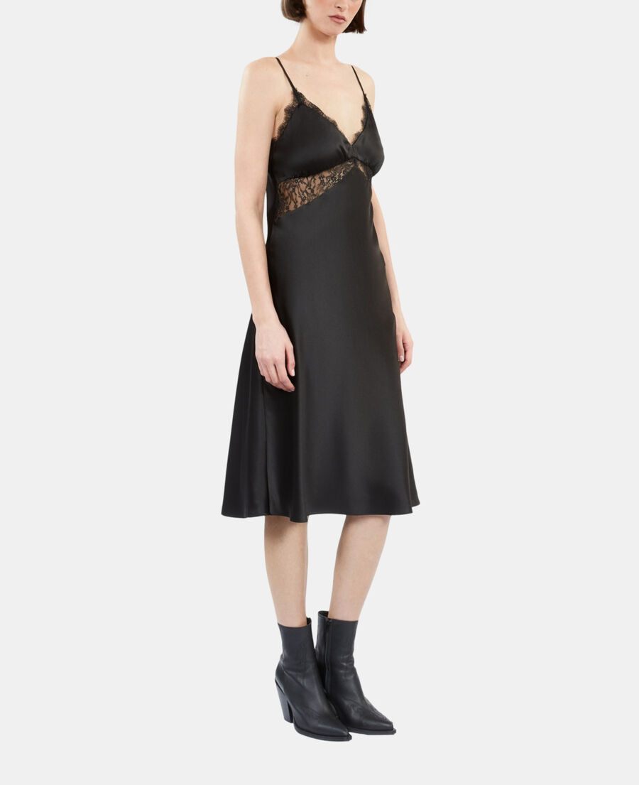 The Kooples F BLACK short black silk slip dress