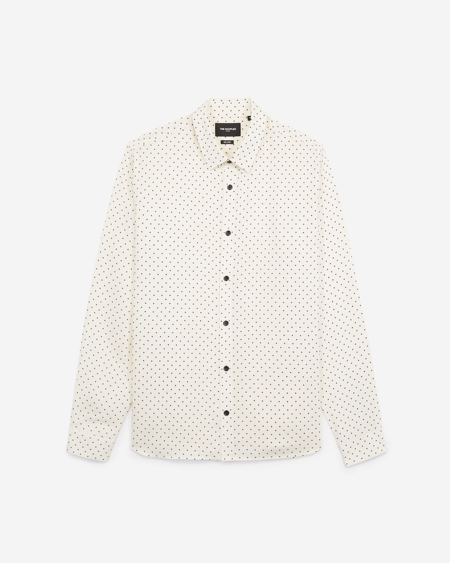 Flowing printed ecru shirt with star motif, ECRU BLACK, hi-res image number null