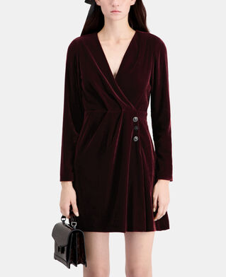 The Kooples DAMEN BURGUNDY bordeauxrotes, kurzes kleid aus samt