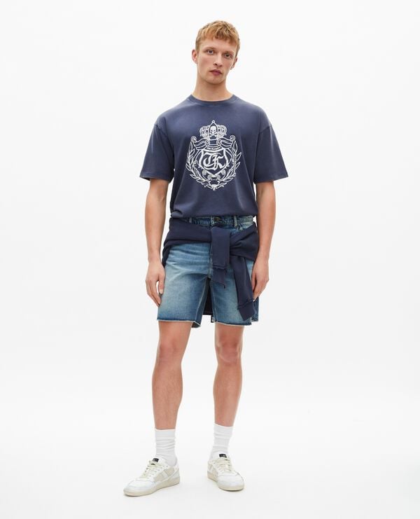 The Kooples HOMME DARK NAVY t-shirt avec sérigraphie blason marine