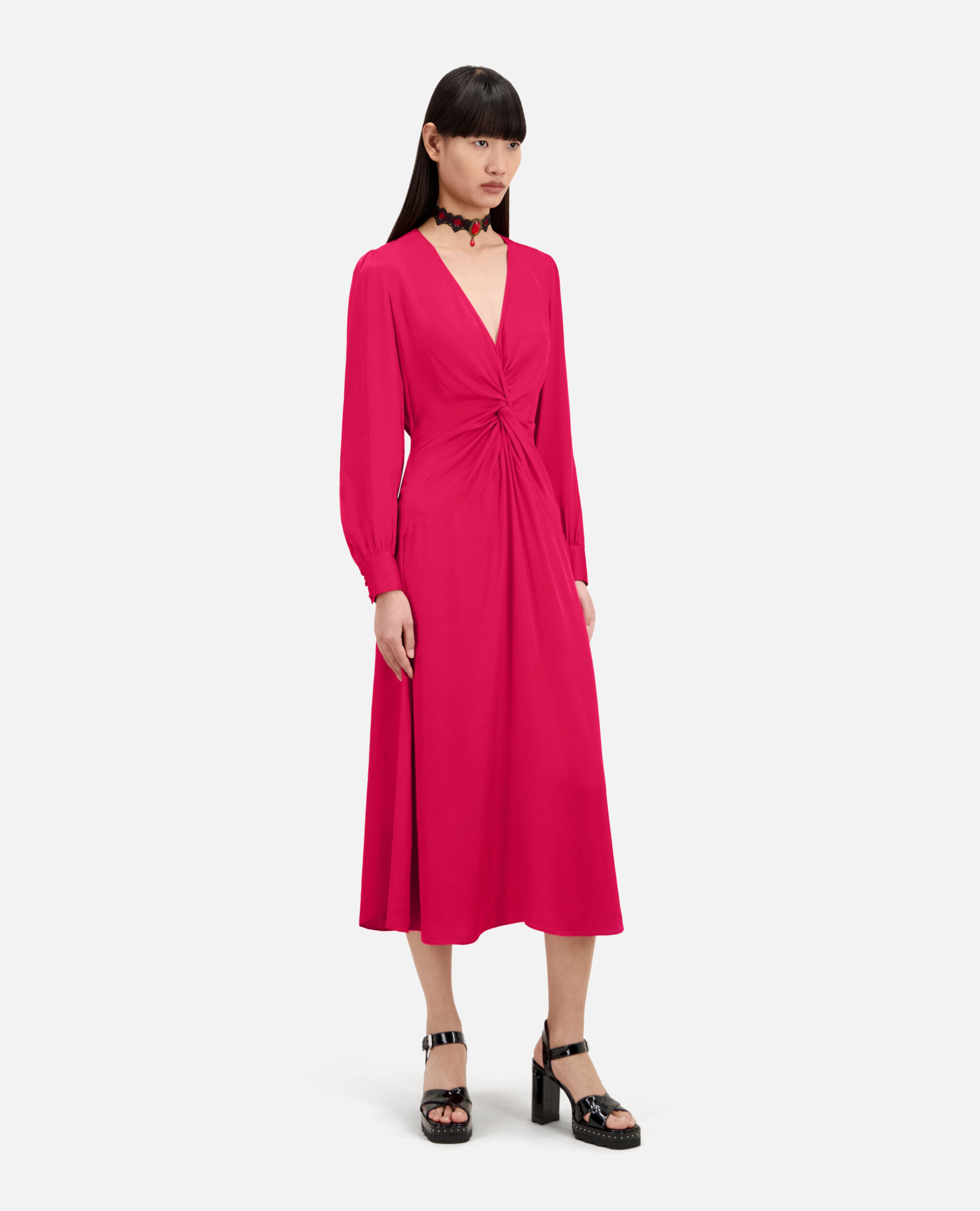 Robe longue rouge avec nœud, CHERRY, hi-res image number null