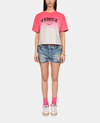 The Kooples F RETRO PINK gradient pink t-shirt with venice serigraphy