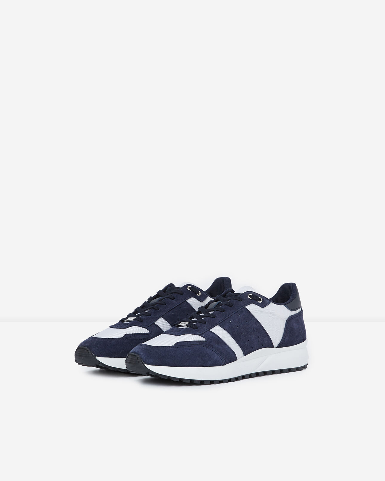 The Kooples HOMBRE BEIGE / NAVY zapatillas blancas y azules retro piel malla