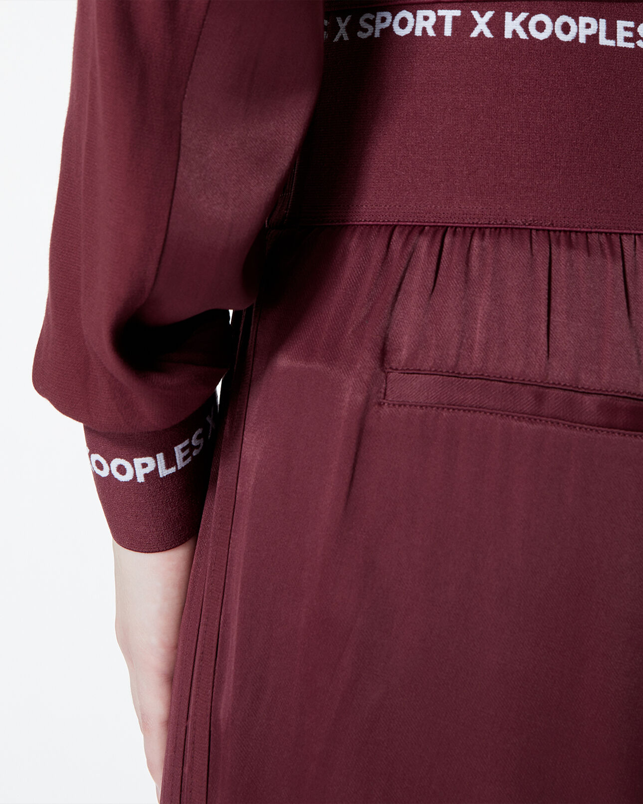 The Kooples WOMEN BURGUNDY burgundy pants in flowing fabric w/elastic
