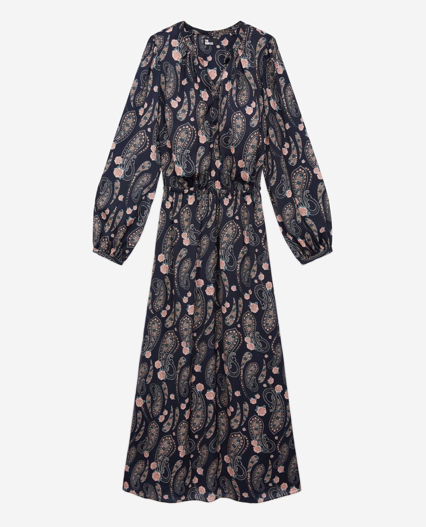 The Kooples WOMEN BLACK / PINK long printed dress