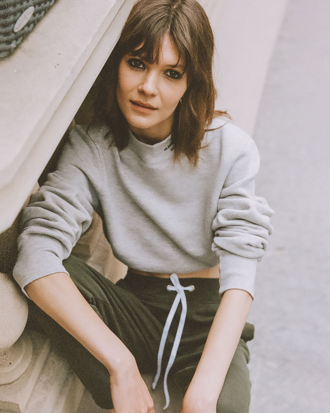 The Kooples WOMEN GREY high-neck grey cotton sweatshirt