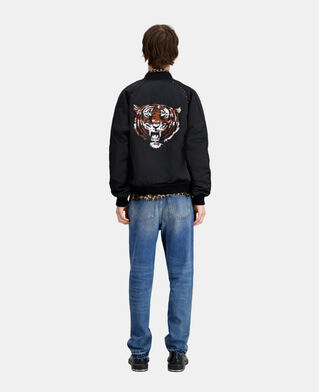The Kooples HERREN BLACK schwarze jacke mit „wild tiger“-stickerei