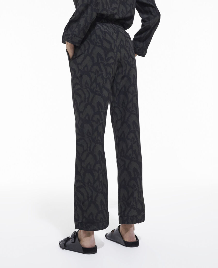 The Kooples F KAKI BLACK printed silk pants