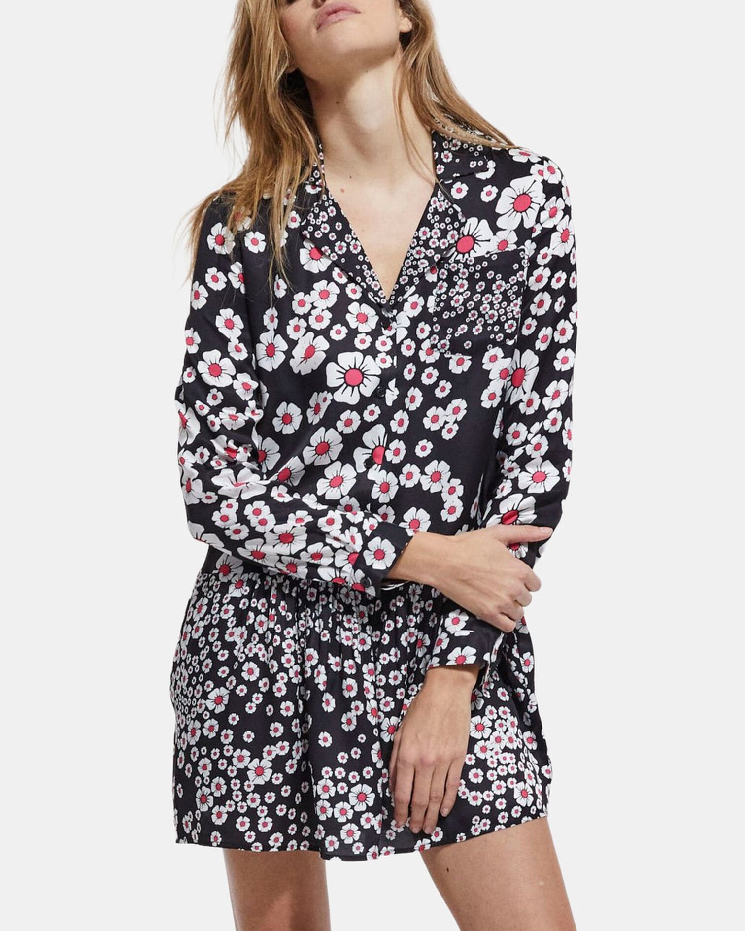 Floral shirt dress, BLACK / PINK, hi-res image number null