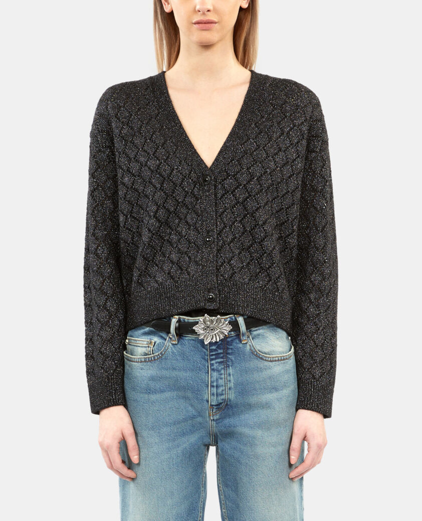The Kooples FEMME BLACK cardigan en laine avec détails noir
