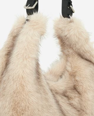 The Kooples FEMME BEIGE ECRU sac effet fourrure beige