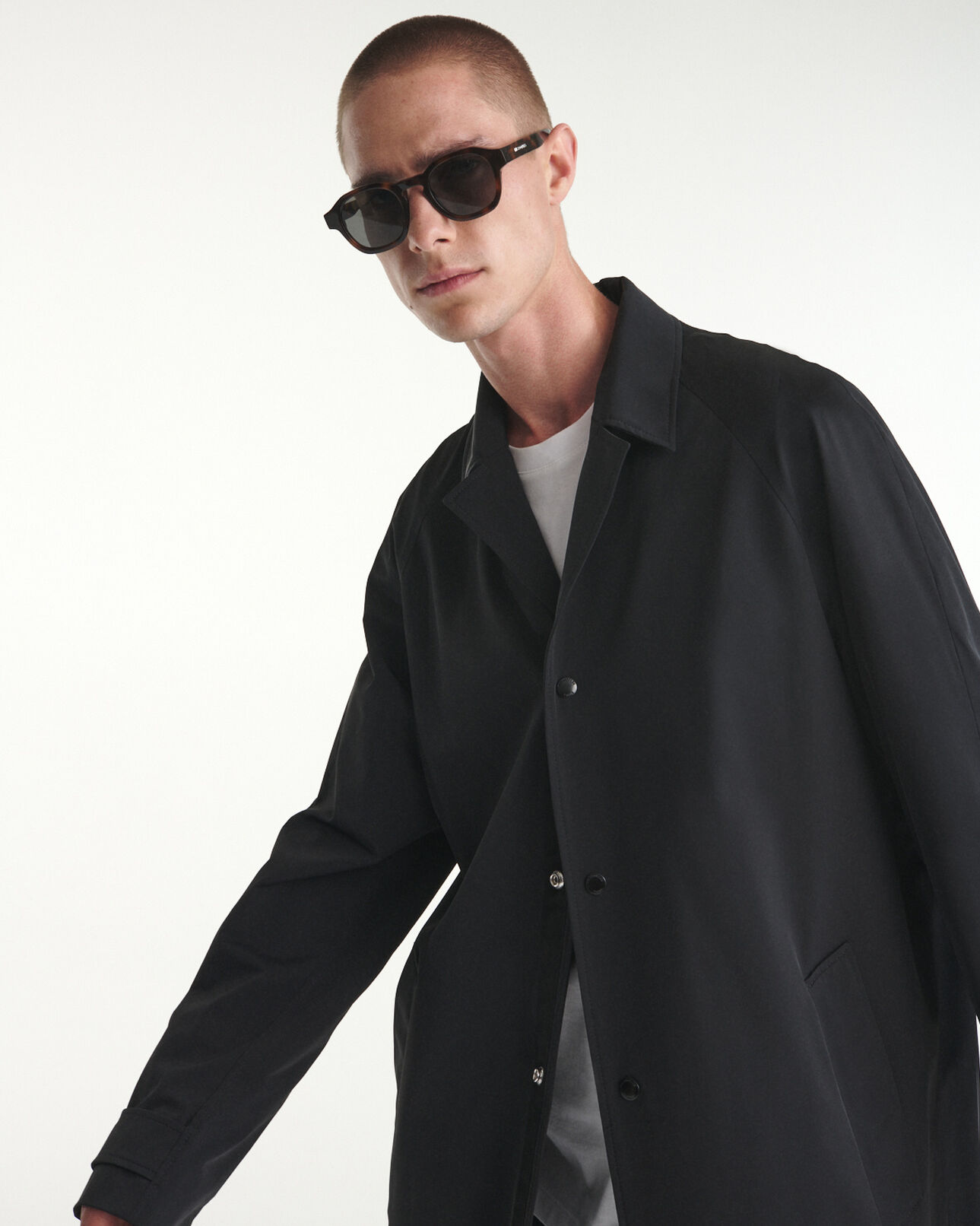 The Kooples HOMME BLACK trench fluide noir à boutons-pression