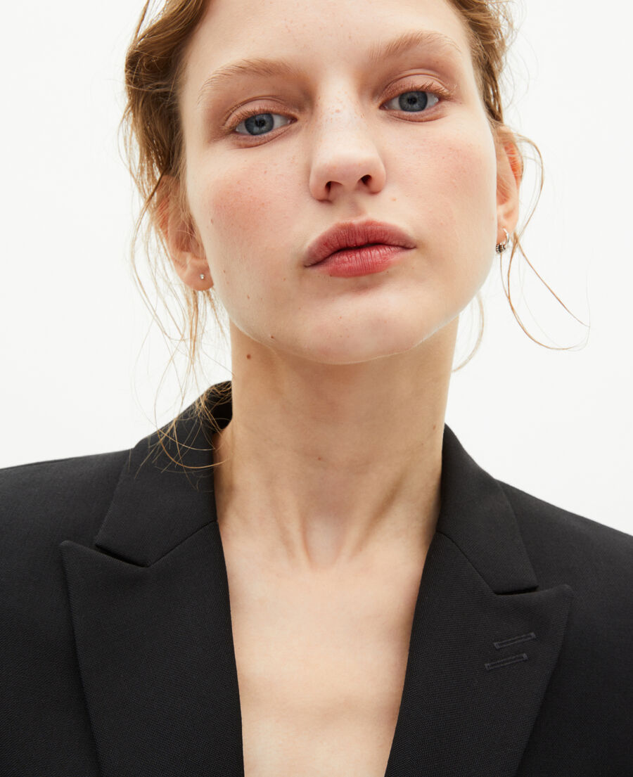 The Kooples WOMEN BLACK short asymmetrical black jacket