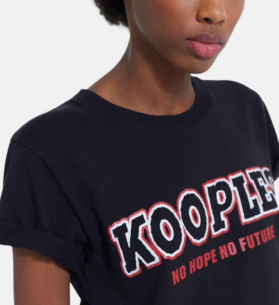 Black T shirt with screen print The Kooples US