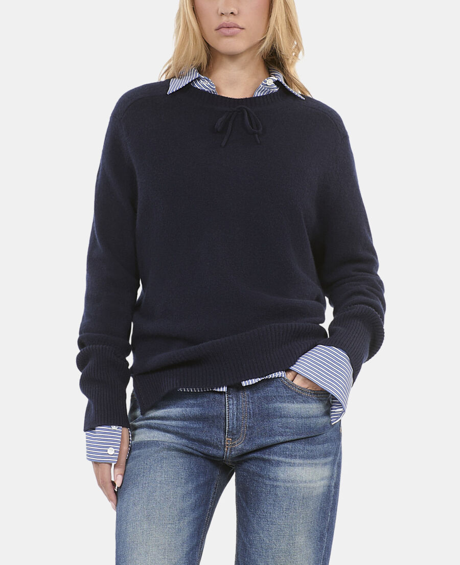 The Kooples FEMME NAVY pull en cachemire bleu marine