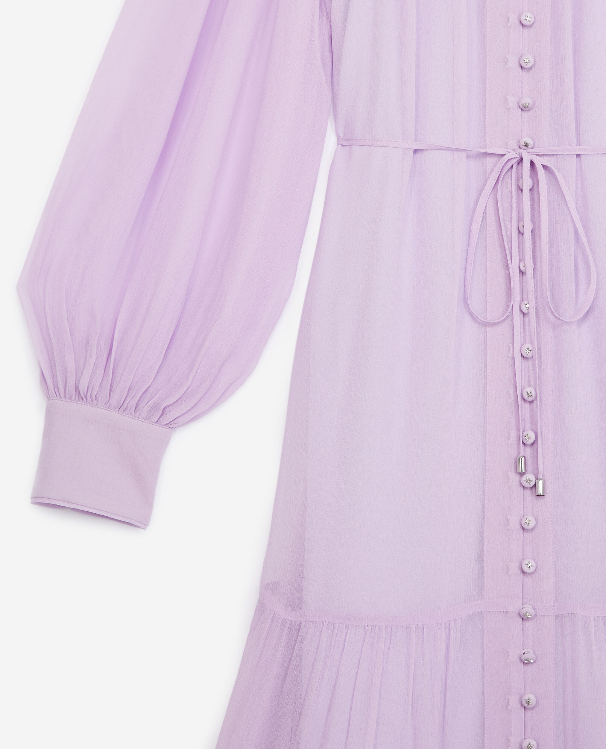 Long purple dress with frills and belt, MAUVE, hi-res image number null
