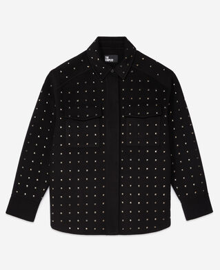 The Kooples FEMME BLACK blouson type surchemise avec studs noir