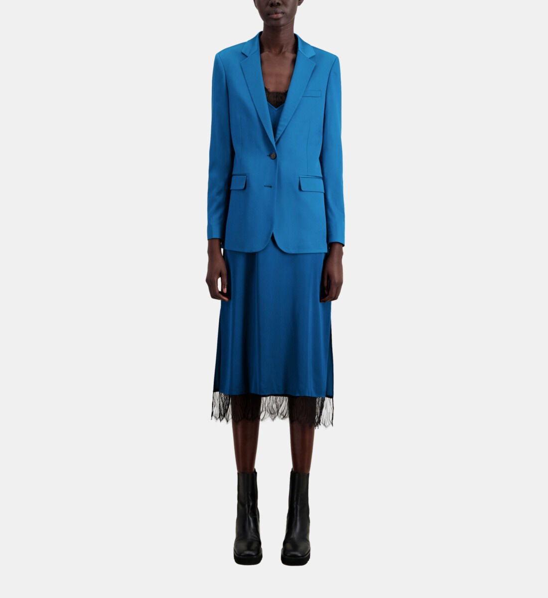 Blue hot sale satin blazer