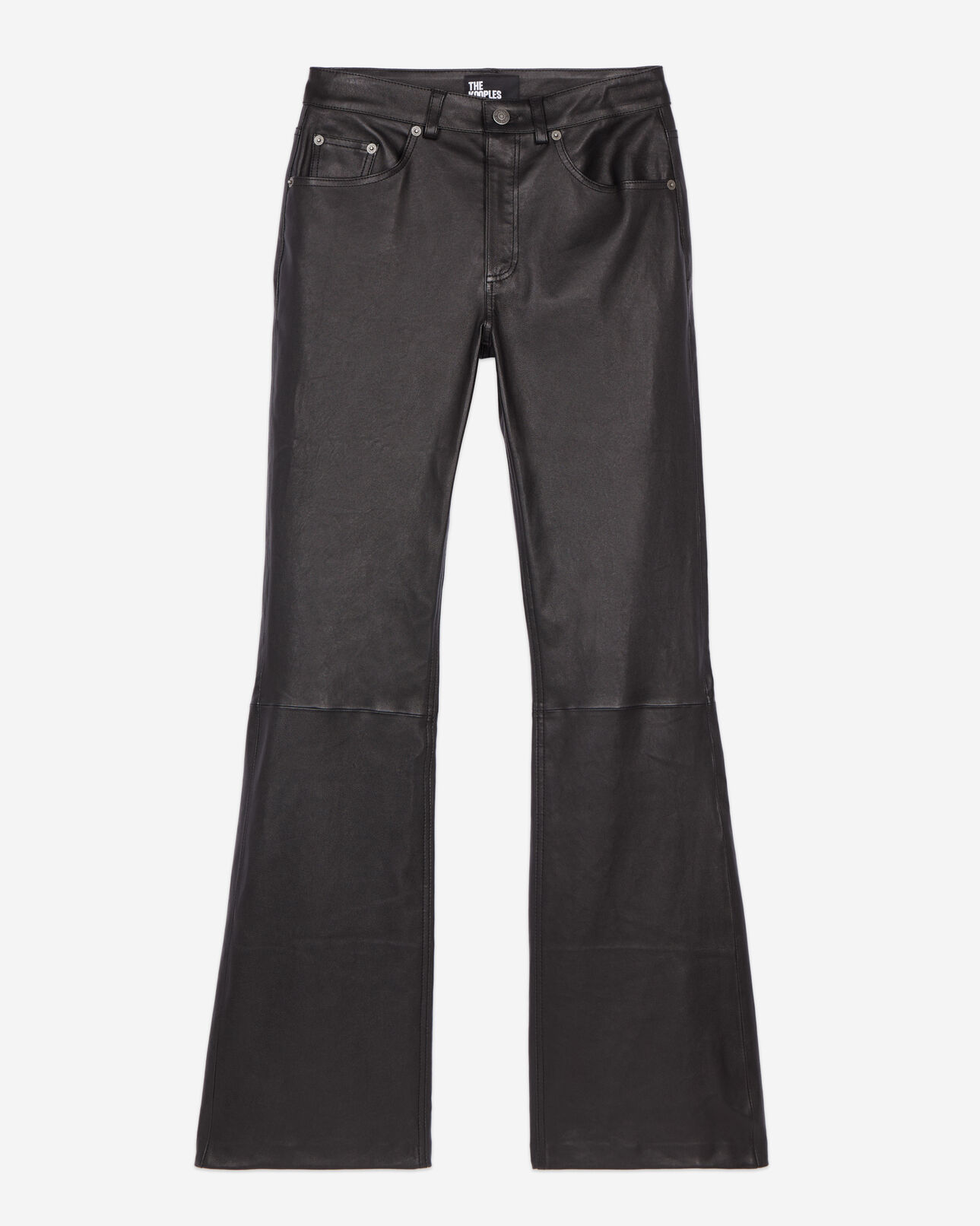 The Kooples WOMEN BLACK black leather flare trousers