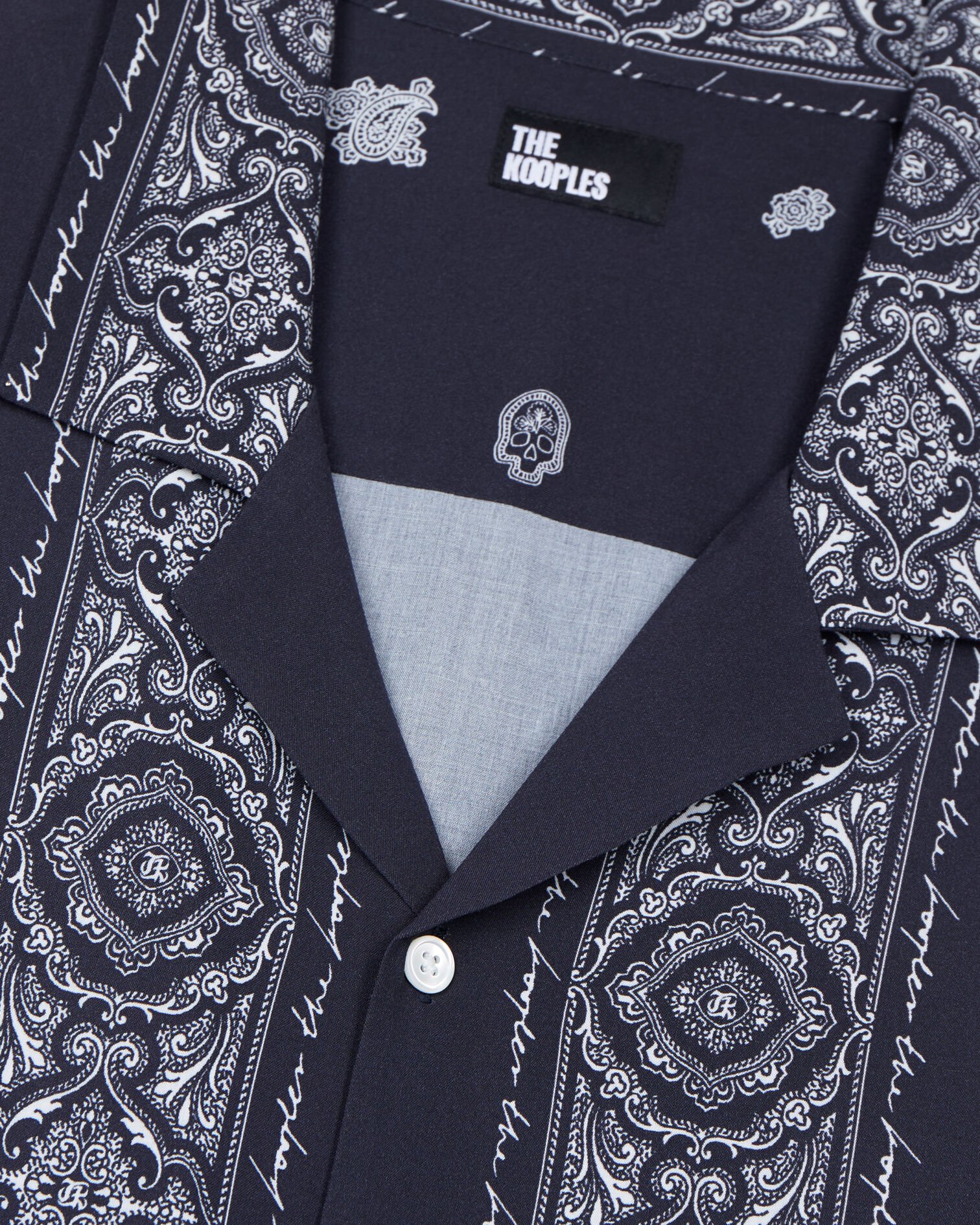 Navy skull paisley print short sleeve shirt, NAVY / WHITE, hi-res image number null