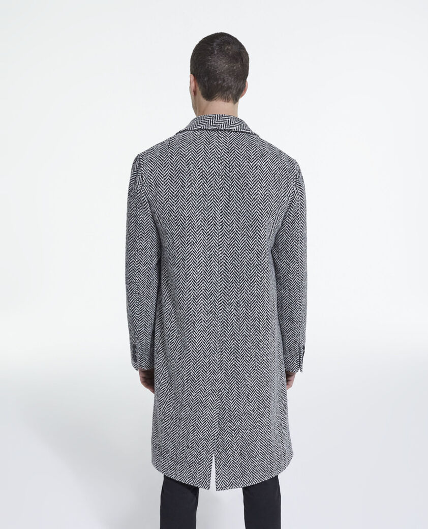 The Kooples HERREN BLACK WHITE wollmantel mit motiven