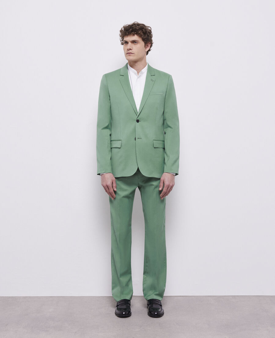 green wool suit jacket
