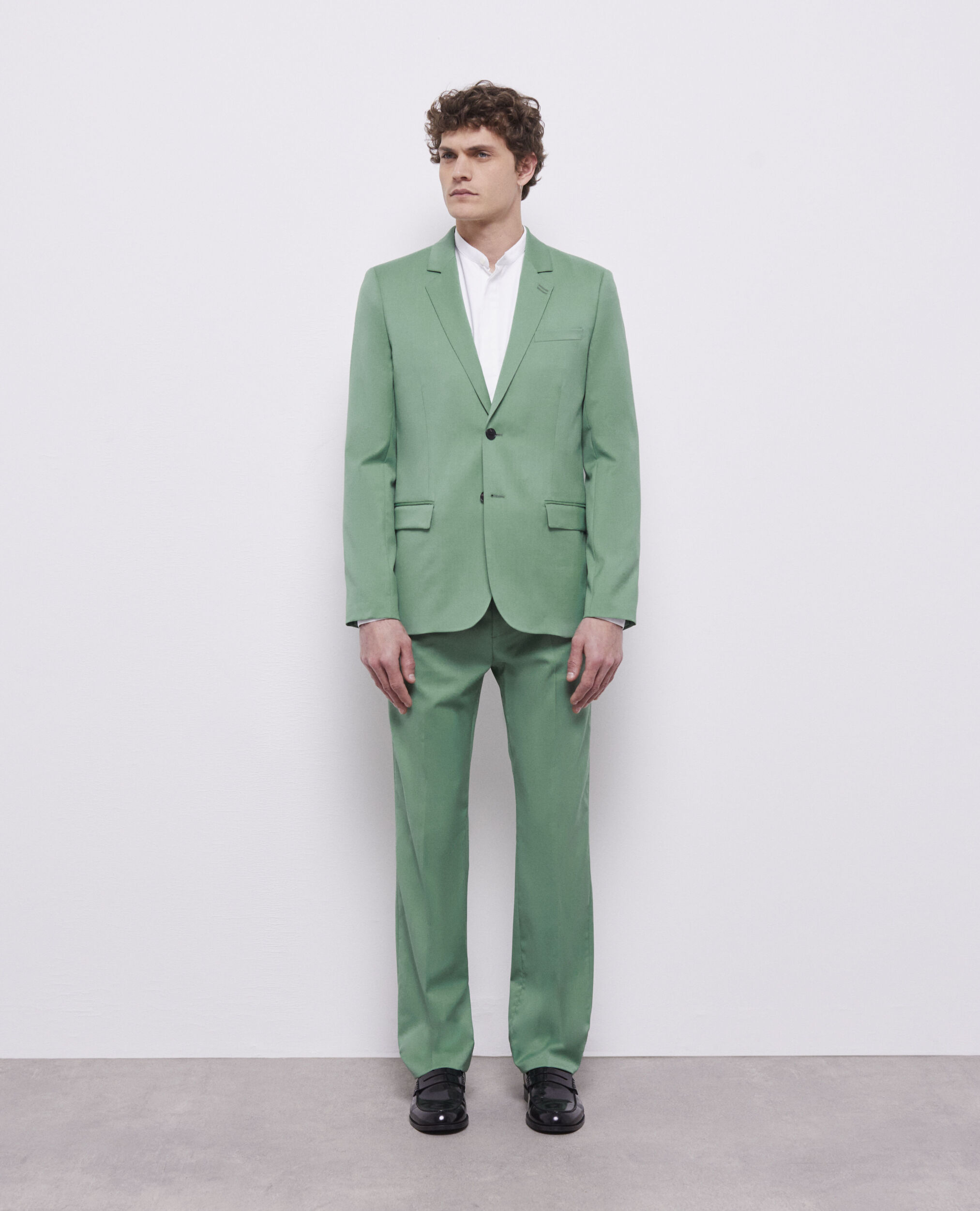 Green wool suit jacket, GREEN, hi-res image number null