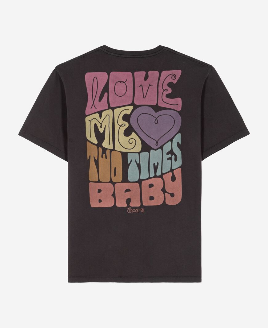 The Kooples MIXED BLACK WASHED the doors x the kooples unisex faded black t-shirt