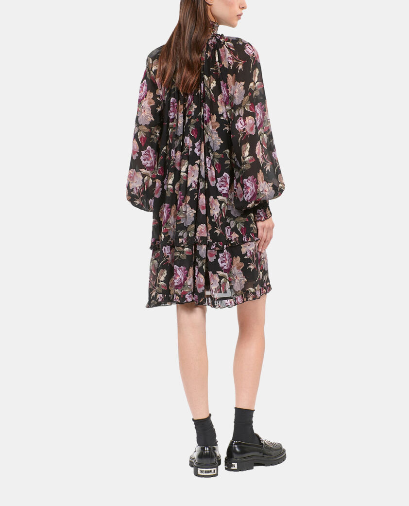 The Kooples DAMEN BLACK / PURPLE kurzes kleid mit blumenprint