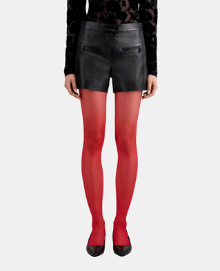 The Kooples FEMME BLACK short en cuir noir avec nervures