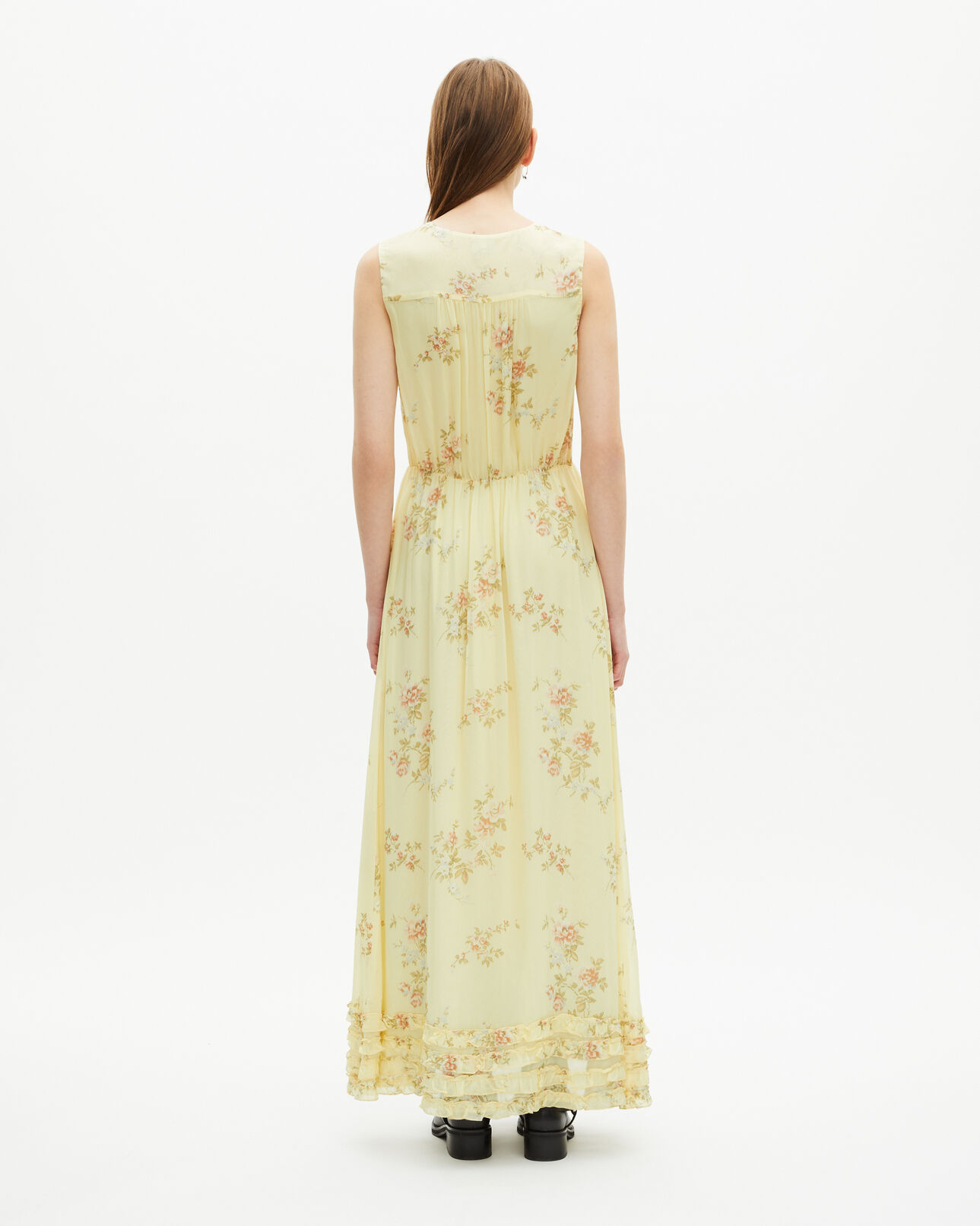 The Kooples DAMEN YELLOW langes gelbes kleid mit blumenmuster