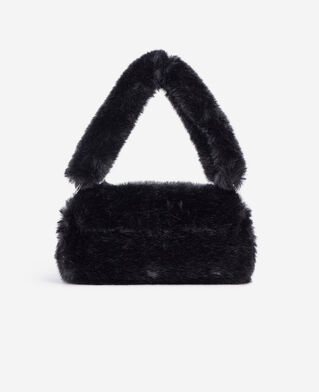 The Kooples F BLACK black faux-fur clutch bag