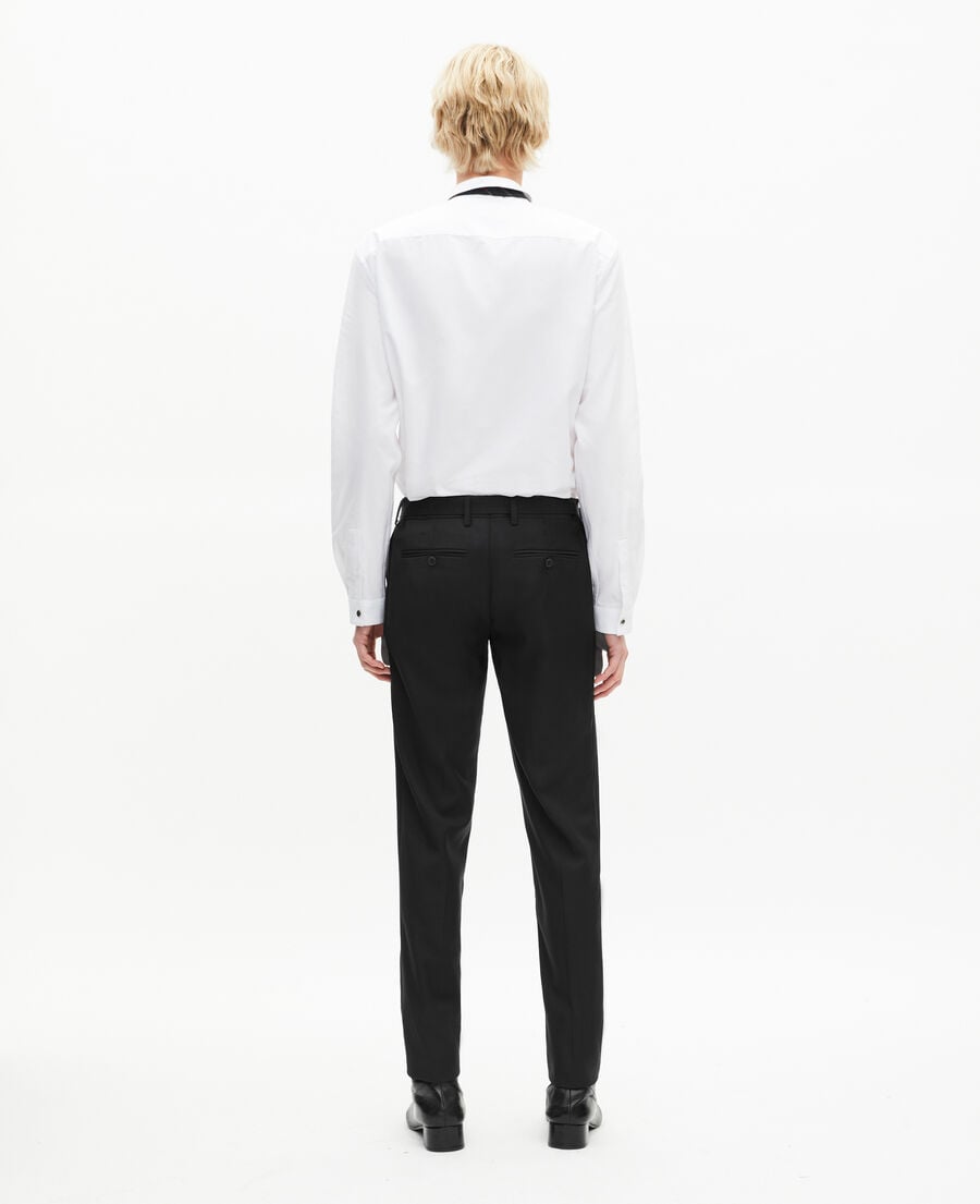 The Kooples HOMME BLACK pantalon de costume en laine à ceinture intégrée noir coupe ajustée