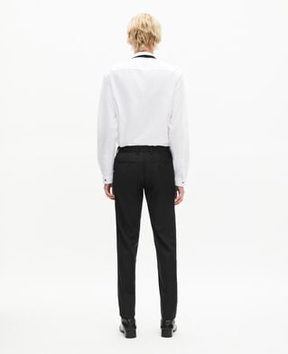 The Kooples HOMME BLACK pantalon de costume en laine à ceinture intégrée noir coupe ajustée