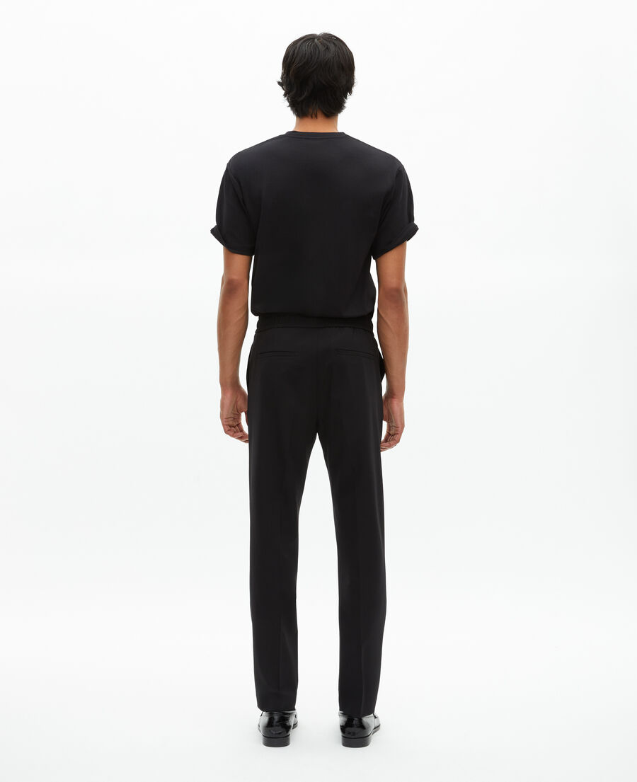 The Kooples MEN BLACK black wool straight elasticated trousers